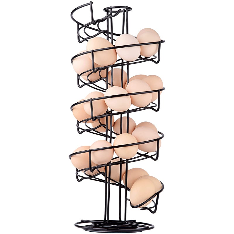 Toplife Spiral Design Metal Egg Skelter Dispenser Rack, Storage Display Rack, Black - Image 1